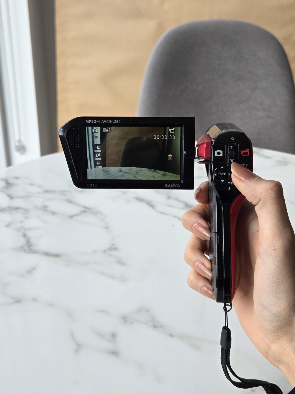 Sanyo Xacti Black & Red Handheld Camcorder - Portable Video Recorder